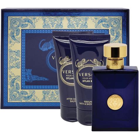 versace dylan blue 3 piece gift set|Versace Dylan Blue deodorant spray.